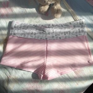 Y2K foldover Roxy Striped Pink and White mini Shorts